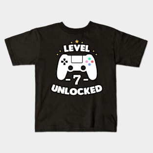 Level 7 Unlocked Gamer Seventh Birthday Kids T-Shirt